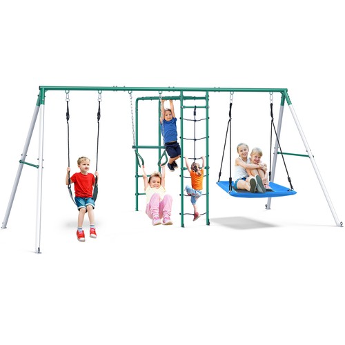 Metal swing set backyard - swing,